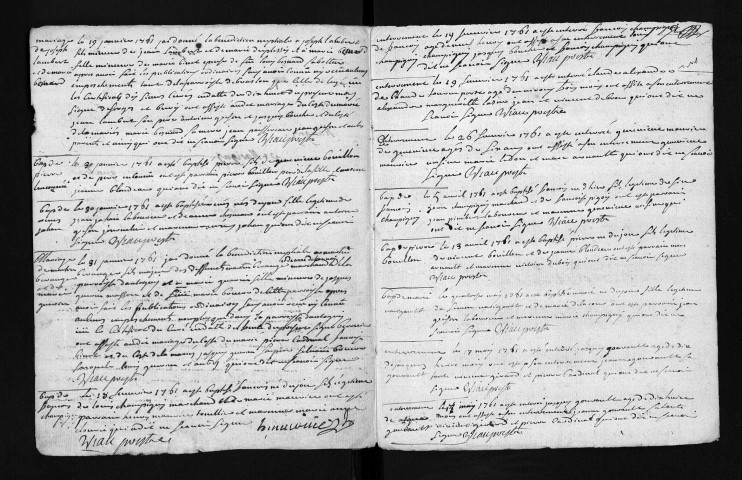 Baptêmes, mariages, sépultures, 1761