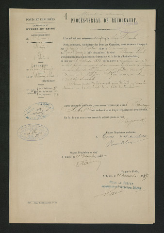 Procès-verbal de récolement (16 décembre 1885)