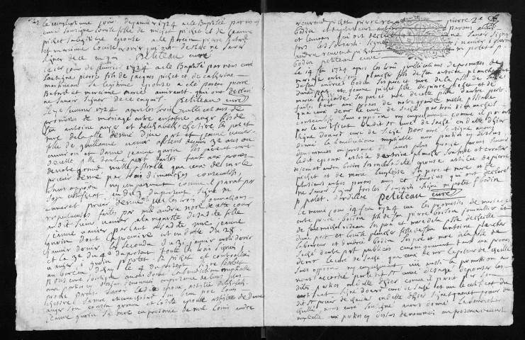 Baptêmes, mariages, sépultures, 1724