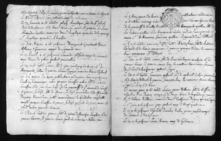 Collection du greffe. Baptêmes, mariages, sépultures, 1723