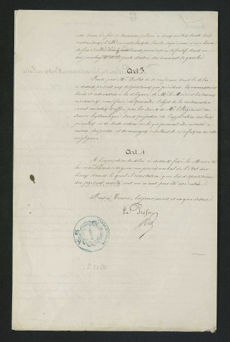 Arrêté préfectoral prescrivant l'abaissement du déversoir du moulin (30 septembre 1852)