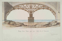 Projet d'un cintre pour une arche de 200 pieds d'ouverture / M. Aubry, inspecteur général. [1807]. 1 plan : en coul.