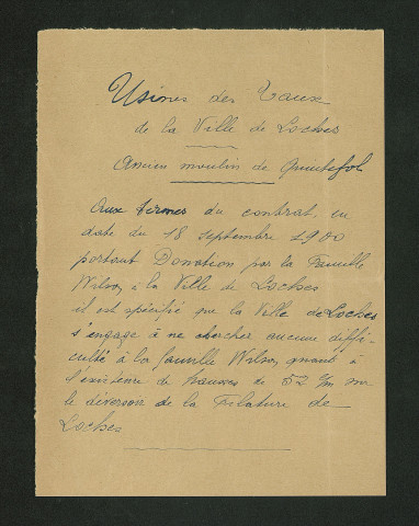 Moulin de Quintefol à Loches, dossier de la Subdivision de Loches (1851-1939) - dossier complet