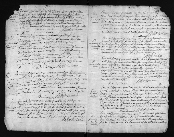 Baptêmes, mariages, sépultures, 1744