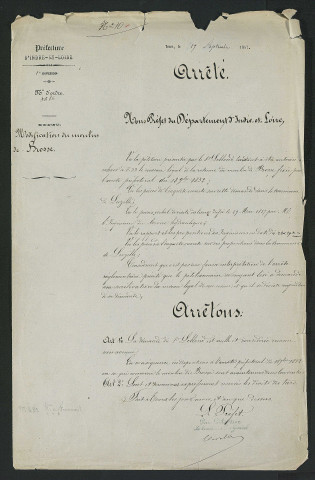 Arrêté relatif à la pétition de M. Leblond concernant le relèvement du niveau légal (17 septembre 1857)