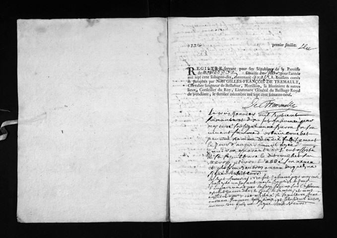 Collection du greffe. Sépultures, 1770