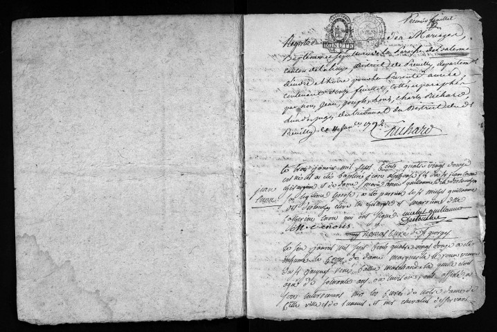 Collection du greffe. Baptêmes, mariages, sépultures, 1792 - L'année 1791 est lacunaire dans cette collection