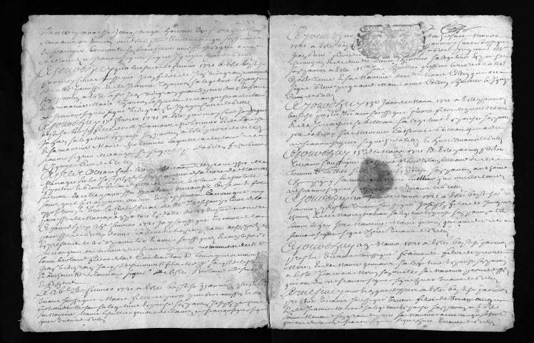 Baptêmes, mariages, sépultures, 1721