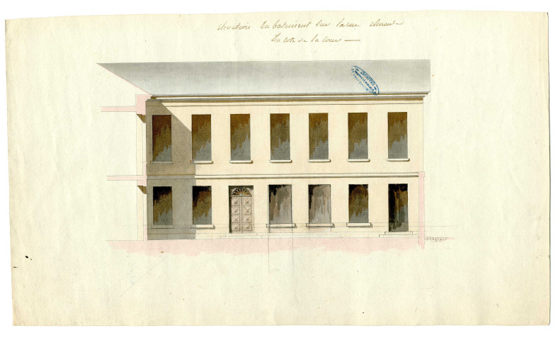 Projet de bâtiment rue Chaude : plan d'élévation du bâtiment sur la rue Chaude du côté de la cour [avant 1811 selon l'inventaire de Deroüet].