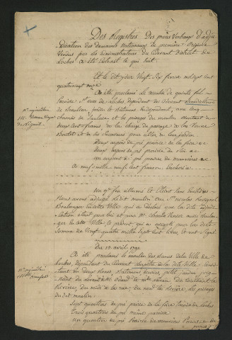 Extrait des procès-verbaux d'adjudication des biens nationaux, commune de Loches (1791-1792)