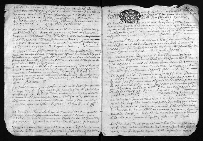 Collection du greffe. Baptêmes, mariages, sépultures, 1688-1690 - L'année 1687 est lacunaire dans cette collection