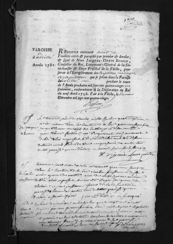 Collection du greffe. Baptêmes, mariages, sépultures, 1781 - L'année 1780 est lacunaire dans cette collection