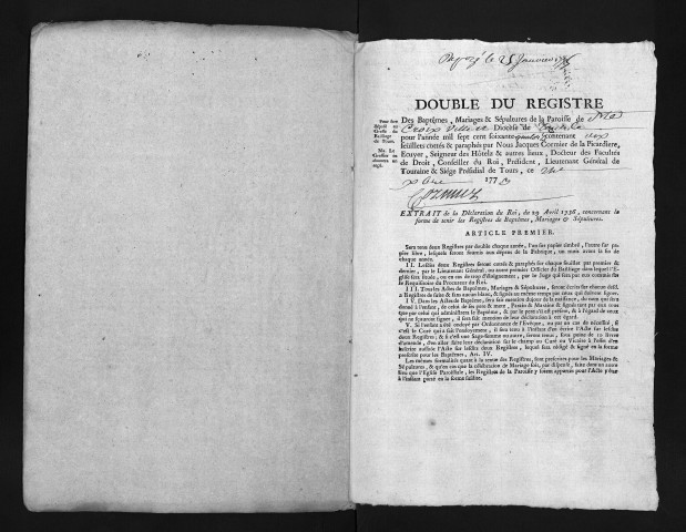 Baptêmes, mariages, sépultures, 1774