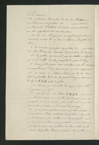 Arrêté préfectoral autorisant M. de Biencourt à conserver et maintenir les travaux réalisés sans autorisation sur la RD 1 et sur le pont (2 octobre 1832)