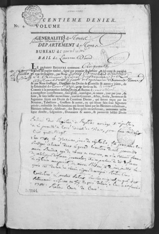 Centième denier (16 décembre 1780-19 juin 1782) et insinuations suivant le tarif (16 décembre 1780-28 novembre 1781)