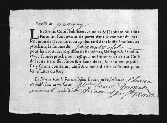 Baptêmes, mariages, sépultures, 1705