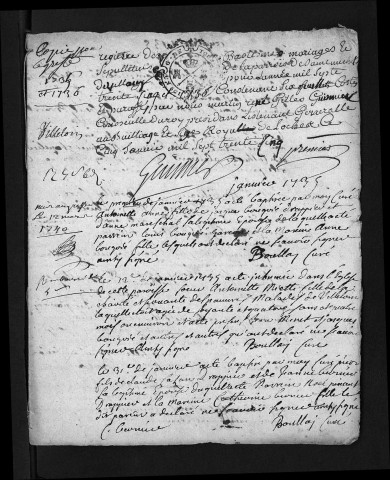 Baptêmes, mariages, sépultures, 1735-1736