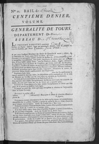 Centième denier et insinuations suivant le tarif (10 avril 1767-14 novembre 1768)