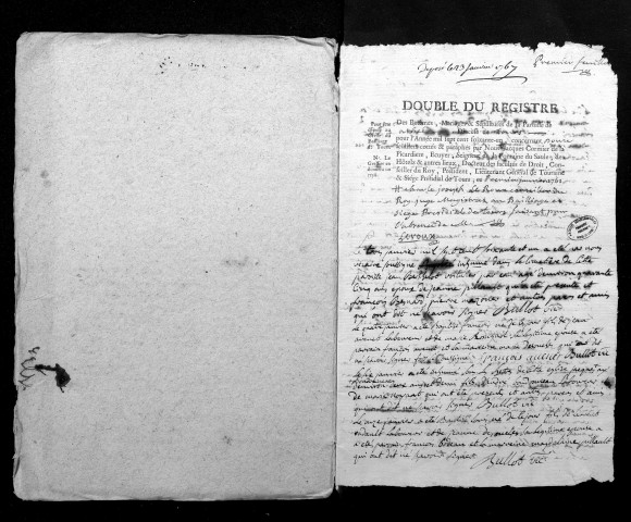 Collection du greffe. Baptêmes, mariages, sépultures, 1761