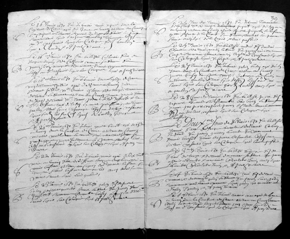 Collection du greffe. Baptêmes, mariages, sépultures, 1670