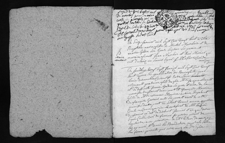 Collection du greffe. Baptêmes, mariages, sépultures, 1728