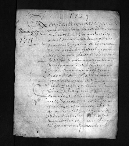 Baptêmes, mariages, sépultures, 1725