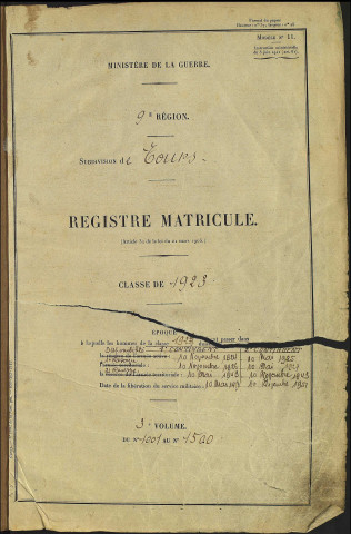 Classe 1923. Matricules n°1243-1500
