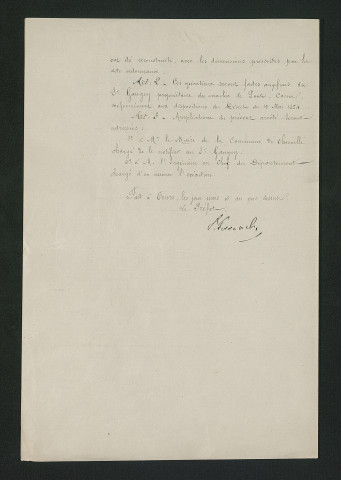 Vérification de la conformité du repère et des ouvrages régulateurs. Arrêté préfectoral (27 février 1875)