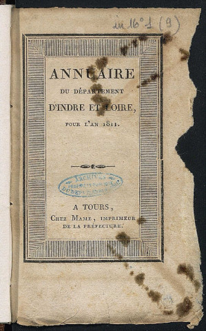 Annuaire du département de l'Indre-et-Loire - 1811.