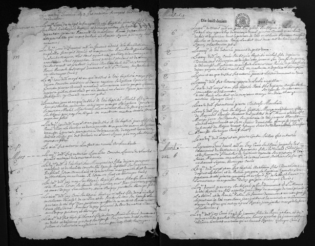 Baptêmes, mariages, sépultures, 1678