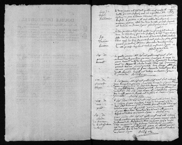 Collection du greffe. Baptêmes, mariages, sépultures, 1789