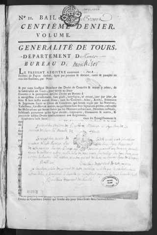 Centième denier et insinuations suivant le tarif (16 mai 1767-27 décembre 1768)