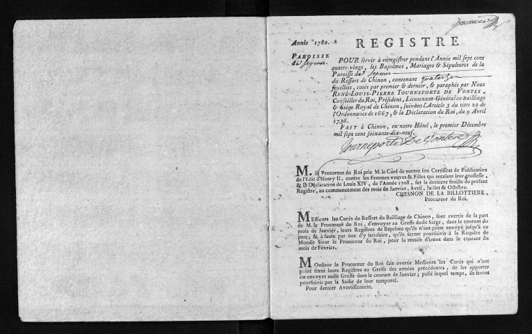 Baptêmes, mariages, sépultures, 1780