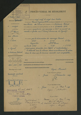 Vérification de la reconstruction d'un vannage par l'ingénieur des ponts et chaussées (23 octobre 1929)