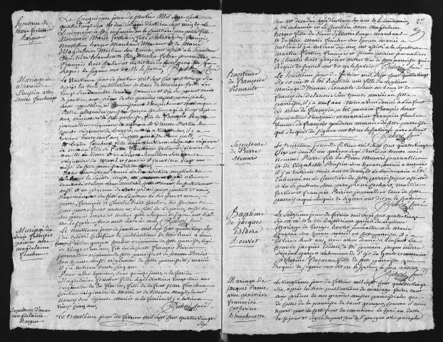 Collection du greffe. Baptêmes, mariages, sépultures, 1786