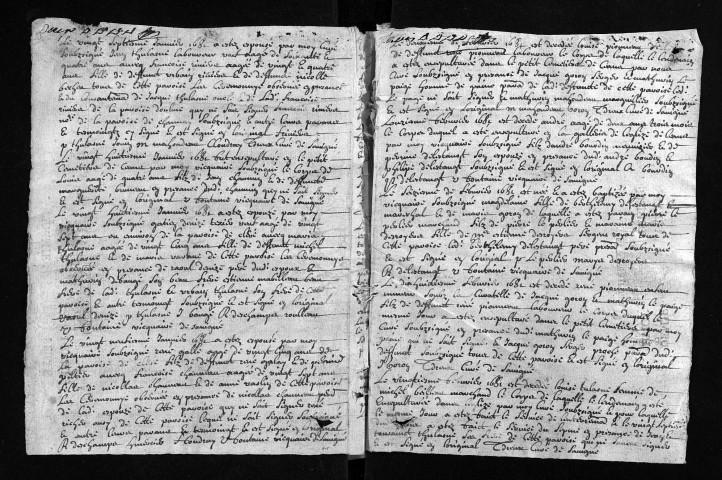 Collection du greffe. Baptêmes, mariages, sépultures, 1681