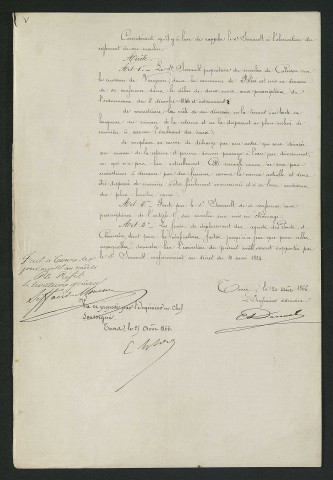 Demande d'autorisation de réparation du déversoir (1er octobre 1866)