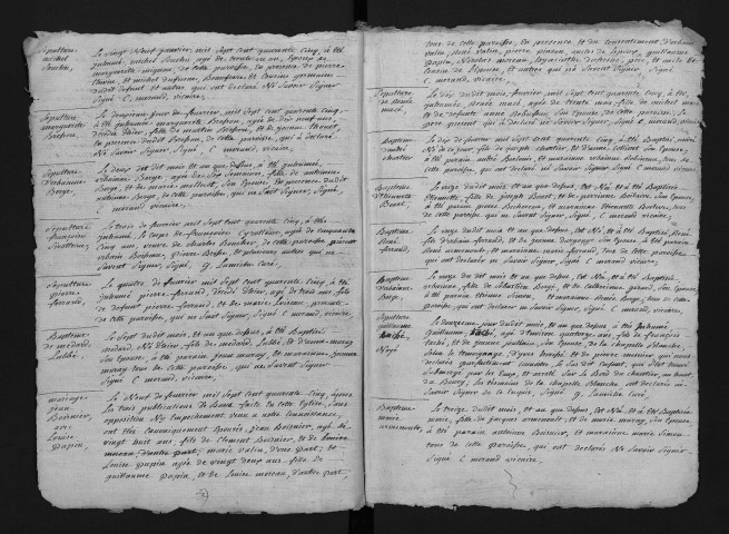 Collection du greffe. Baptêmes, mariages, sépultures, 1745-1746