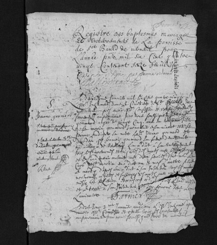 Collection communale. Baptêmes, mariages, sépultures, 1680-1690 - Les années 1669-1679 sont lacunaires dans cette collection