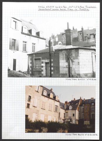 Arrière 25 et 27 rue de la Paix ; 1 et 3 place Plumereau maintenant jardin Saint-Pierre-le-Puellier.