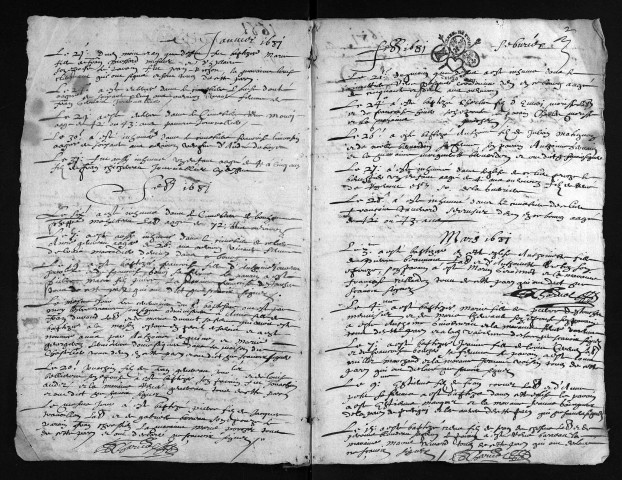 Collection du greffe. Baptêmes, mariages, sépultures, 1681