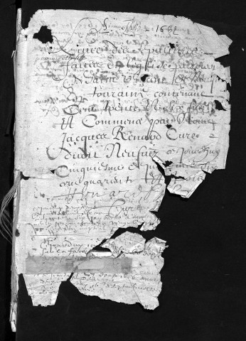 Collection communale. Sépultures, 5 juin 1643-19 juin 1662 - Contient une table chronologique des baptêmes de novembre 1633-février 1666