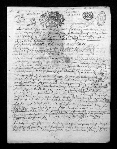 Collection du greffe. Baptêmes, mariages, sépultures, 9 mars 1692-12 janvier 1693