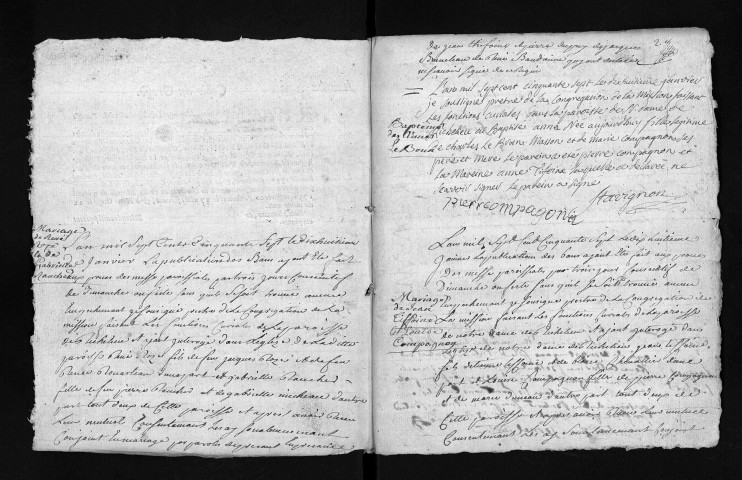 Collection du greffe. Baptêmes, mariages, sépultures, 1757