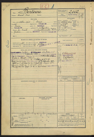 Classe 1925. Matricules n°2001-2152