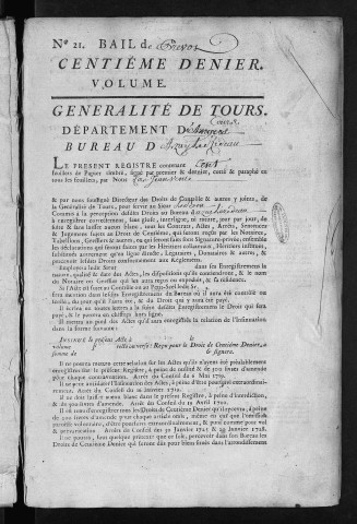 Centième denier et insinuations suivant le tarif (27 août 1766-14 octobre 1768)