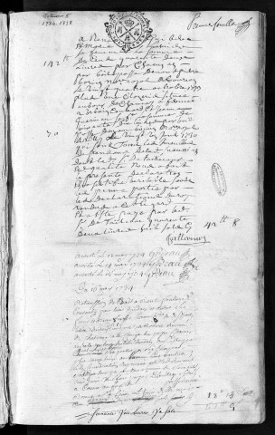 Centième denier (13 mai 1734-17 novembre 1738) et insinuations suivant le tarif (1er décembre 1737-17 novembre 1738)