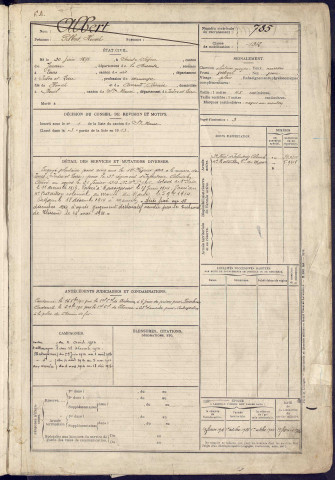 Classe 1913. Matricules n°785-1177