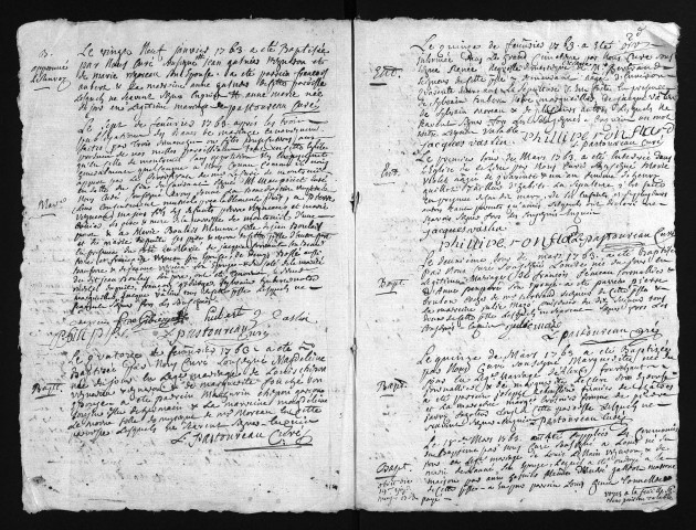 Collection du greffe. Baptêmes, mariages, sépultures, 1763-1764