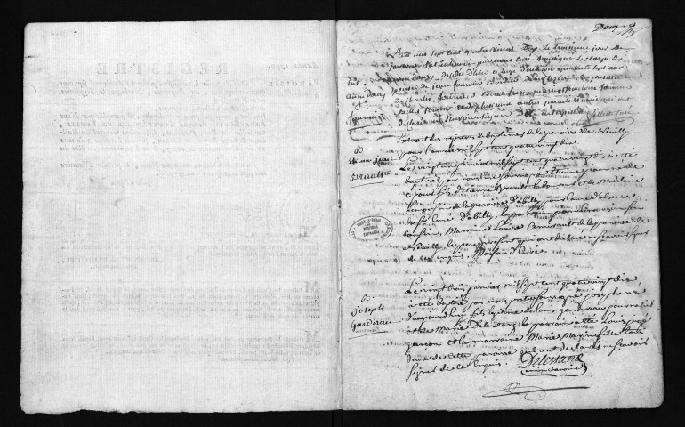 Collection du greffe. Baptêmes, mariages, sépultures, 1790